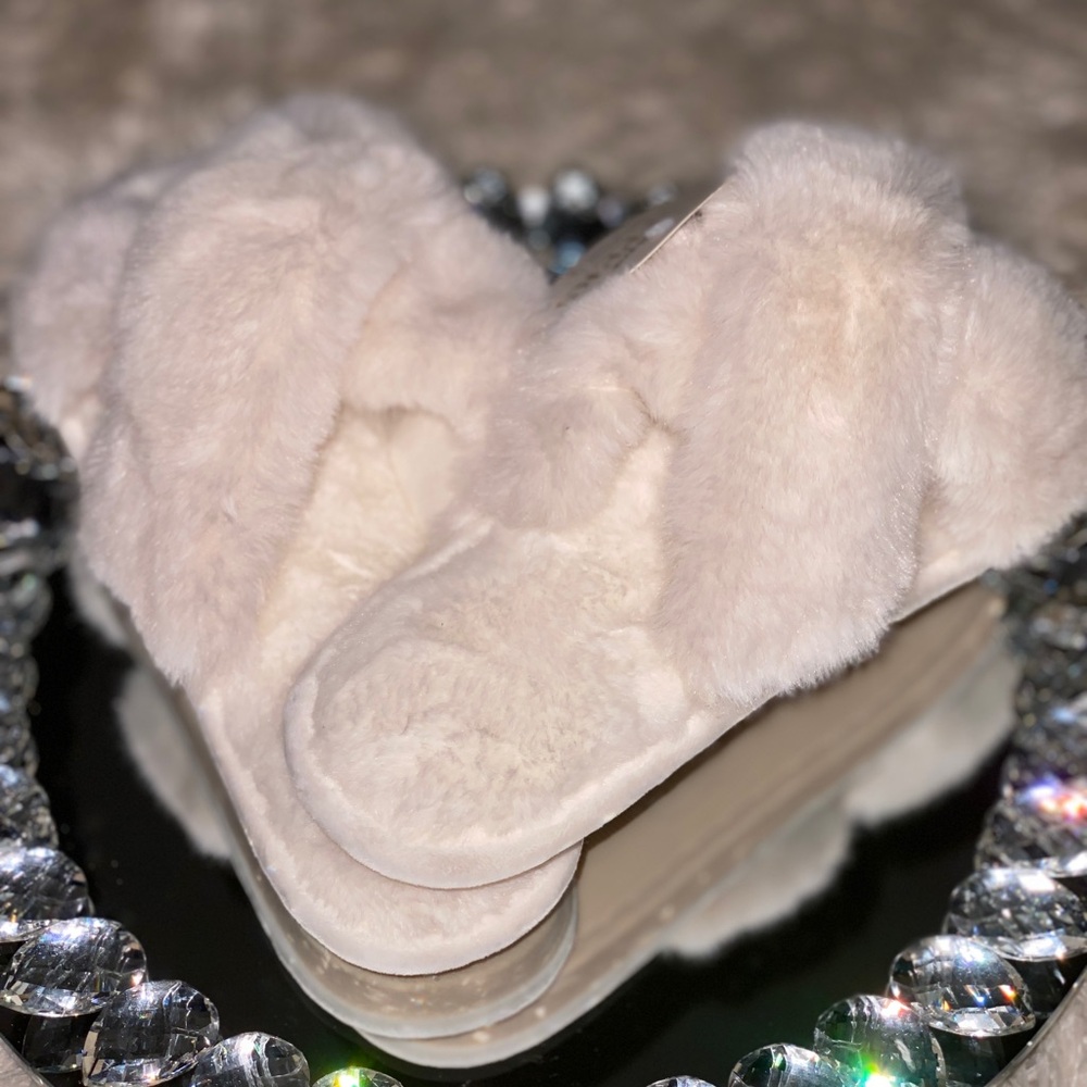 Fluffy White Slippers